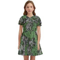 Modern Camo Grunge Print Kids  Bow Tie Puff Sleeve Dress by dflcprintsclothing