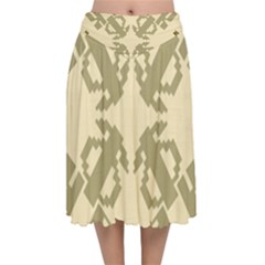 Abstract Pattern Geometric Backgrounds   Velvet Flared Midi Skirt by Eskimos