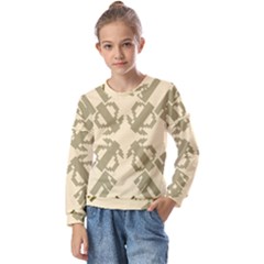 Abstract Pattern Geometric Backgrounds   Kids  Long Sleeve Tee With Frill 