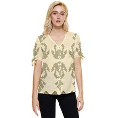 Abstract Pattern Geometric Backgrounds   Bow Sleeve Button Up Top