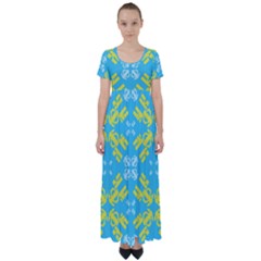 Abstract Pattern Geometric Backgrounds   High Waist Short Sleeve Maxi Dress by Eskimos