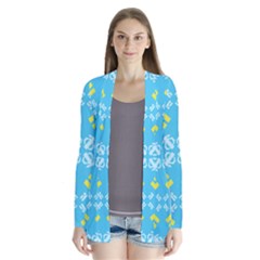 Abstract Pattern Geometric Backgrounds   Drape Collar Cardigan by Eskimos