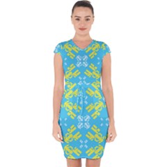 Abstract Pattern Geometric Backgrounds   Capsleeve Drawstring Dress  by Eskimos