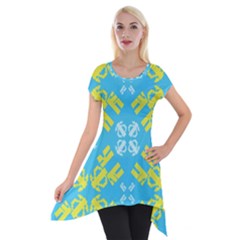 Abstract Pattern Geometric Backgrounds   Short Sleeve Side Drop Tunic by Eskimos