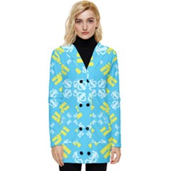 Abstract Pattern Geometric Backgrounds   Button Up Hooded Coat 