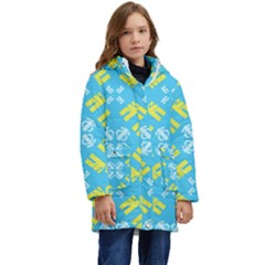 Abstract Pattern Geometric Backgrounds   Kid s Hooded Longline Puffer Jacket