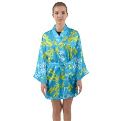 Abstract Pattern Geometric Backgrounds   Long Sleeve Satin Kimono by Eskimos