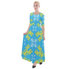 Abstract Pattern Geometric Backgrounds   Half Sleeves Maxi Dress by Eskimos