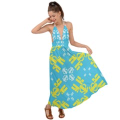 Abstract Pattern Geometric Backgrounds   Backless Maxi Beach Dress by Eskimos