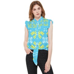 Abstract Pattern Geometric Backgrounds   Frill Detail Shirt by Eskimos