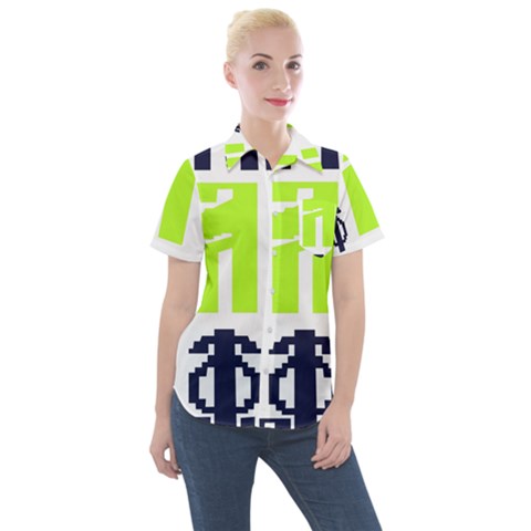 Abstract Pattern Geometric Backgrounds   Women s Short Sleeve Pocket Shirt by Eskimos