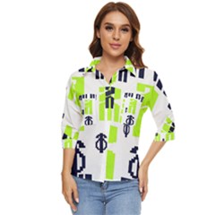 Abstract Pattern Geometric Backgrounds   Women s Quarter Sleeve Pocket Shirt