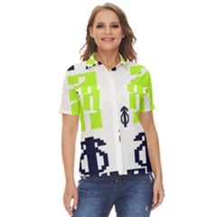 Abstract Pattern Geometric Backgrounds   Women s Short Sleeve Double Pocket Shirt