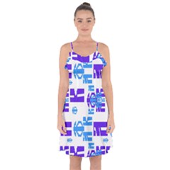 Abstract Pattern Geometric Backgrounds   Ruffle Detail Chiffon Dress by Eskimos