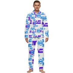 Abstract Pattern Geometric Backgrounds   Men s Long Sleeve Velvet Pocket Pajamas Set by Eskimos