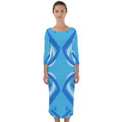 Abstract Pattern Geometric Backgrounds   Quarter Sleeve Midi Bodycon Dress by Eskimos