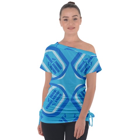 Abstract Pattern Geometric Backgrounds   Off Shoulder Tie-up Tee by Eskimos