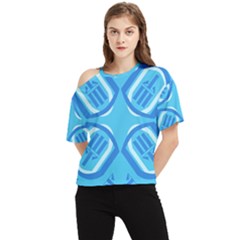 Abstract Pattern Geometric Backgrounds   One Shoulder Cut Out Tee by Eskimos