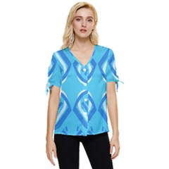 Abstract Pattern Geometric Backgrounds   Bow Sleeve Button Up Top