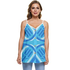 Abstract Pattern Geometric Backgrounds   Casual Spaghetti Strap Chiffon Top by Eskimos