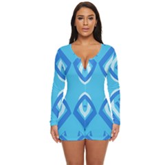 Abstract Pattern Geometric Backgrounds   Long Sleeve Boyleg Swimsuit