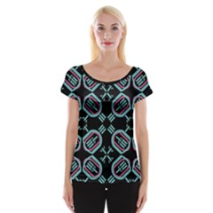 Abstract Pattern Geometric Backgrounds   Cap Sleeve Top by Eskimos