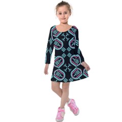 Abstract Pattern Geometric Backgrounds   Kids  Long Sleeve Velvet Dress by Eskimos