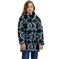 Abstract Pattern Geometric Backgrounds   Kid s Hooded Longline Puffer Jacket