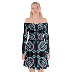 Abstract Pattern Geometric Backgrounds   Off Shoulder Skater Dress by Eskimos