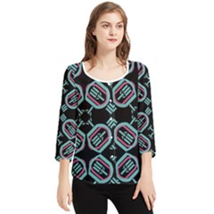 Abstract Pattern Geometric Backgrounds   Chiffon Quarter Sleeve Blouse by Eskimos