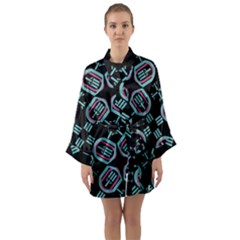 Abstract Pattern Geometric Backgrounds   Long Sleeve Satin Kimono by Eskimos