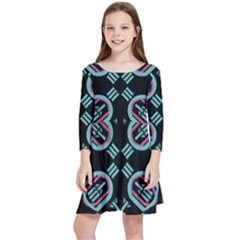 Abstract Pattern Geometric Backgrounds   Kids  Quarter Sleeve Skater Dress