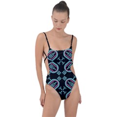 Abstract Pattern Geometric Backgrounds   Tie Strap One Piece Swimsuit by Eskimos