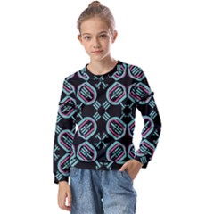 Abstract Pattern Geometric Backgrounds   Kids  Long Sleeve Tee With Frill 