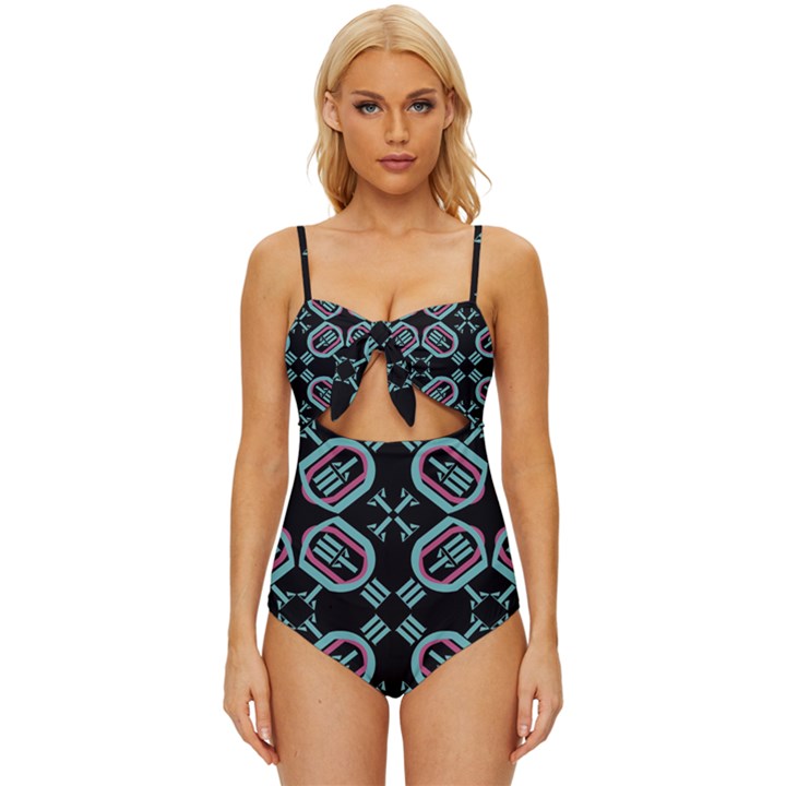 Abstract pattern geometric backgrounds   Knot Front One-Piece Swimsuit