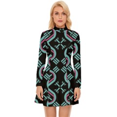 Abstract Pattern Geometric Backgrounds   Long Sleeve Velour Longline Dress