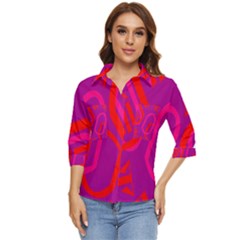 Abstract Pattern Geometric Backgrounds   Women s Quarter Sleeve Pocket Shirt