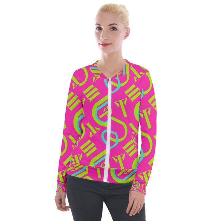 Abstract pattern geometric backgrounds   Velvet Zip Up Jacket