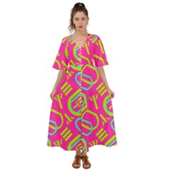 Abstract Pattern Geometric Backgrounds   Kimono Sleeve Boho Dress by Eskimos