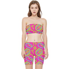 Abstract Pattern Geometric Backgrounds   Stretch Shorts And Tube Top Set by Eskimos