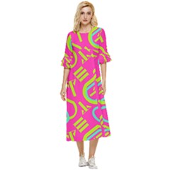 Abstract Pattern Geometric Backgrounds   Double Cuff Midi Dress by Eskimos