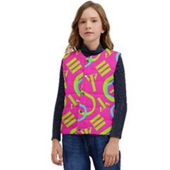 Abstract Pattern Geometric Backgrounds   Kid s Short Button Up Puffer Vest	