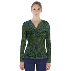 Green Carpet V-neck Long Sleeve Top by DimitriosArt