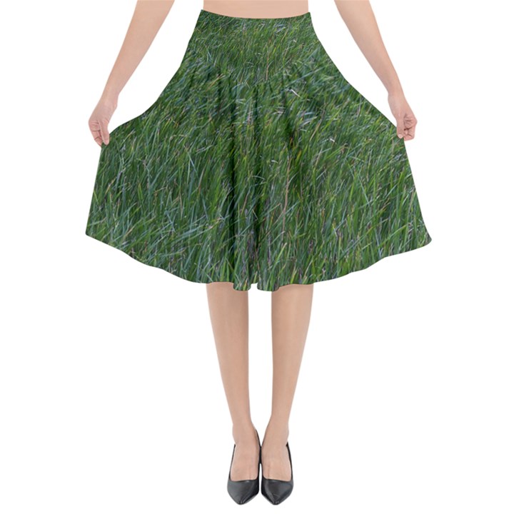 Green carpet Flared Midi Skirt