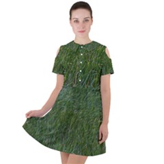 Green Carpet Short Sleeve Shoulder Cut Out Dress  by DimitriosArt