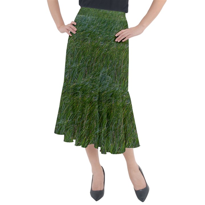 Green carpet Midi Mermaid Skirt