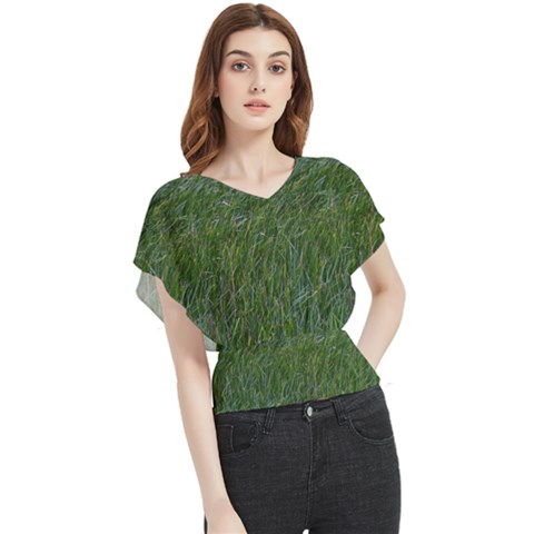 Green Carpet Butterfly Chiffon Blouse by DimitriosArt