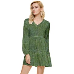 Green Carpet Tiered Long Sleeve Mini Dress by DimitriosArt