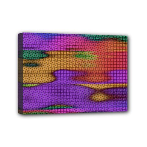 Puzzle Landscape In Beautiful Jigsaw Colors Mini Canvas 7  X 5  (stretched) by pepitasart