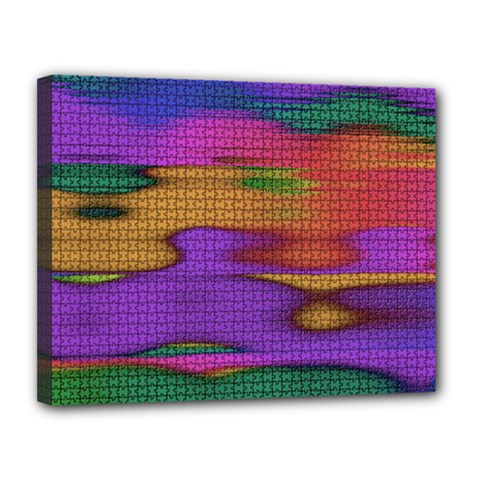 Puzzle Landscape In Beautiful Jigsaw Colors Canvas 14  X 11  (stretched) by pepitasart